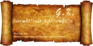 Germányi Kármán névjegykártya